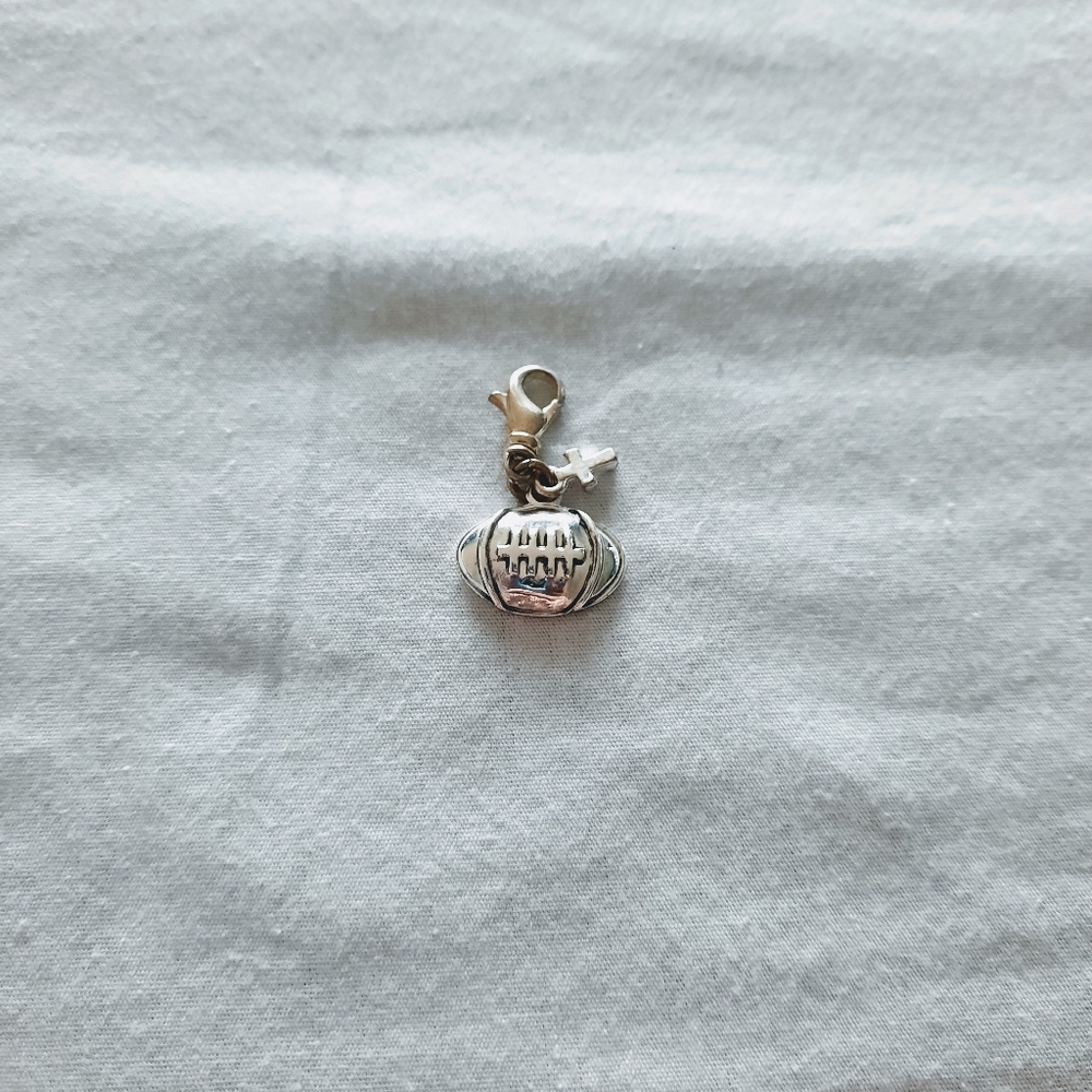 Silver Football Clip Charm